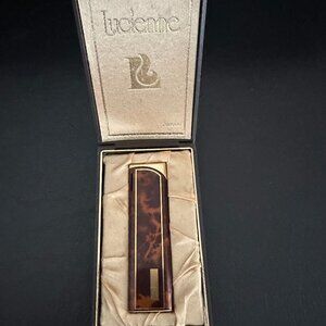 Lucienne Brand Pocket Lighter-marbled Brown & Gold Japan 1980s